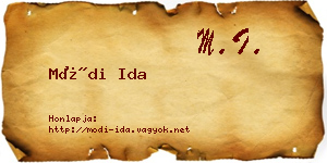 Módi Ida névjegykártya